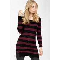 SCOOP NECK SOFT TOUCH STRIPE TUNIC JUMPER