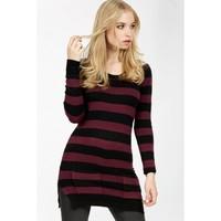 scoop neck soft touch stripe tunic jumper