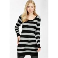 scoop neck soft touch stripe tunic jumper