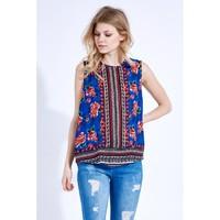 scarf print zip back vest