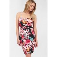 SCUBA FLORAL STRAP BODYCON DRESS