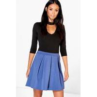 Scuba Box Pleat Skater Skirt - vintage blue