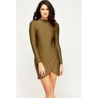 Scuba Wrap Hem Bodycon Dress