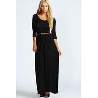 Scoop Neck Elasticated Waist Maxi Dress - black