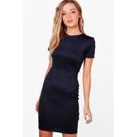 scuba fitted midi tailored dress navy