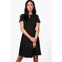 scallop detail dress black