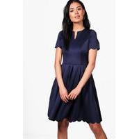 scallop detail dress navy