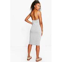 scoop back midi dress grey