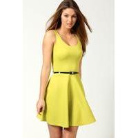 scoop neck skater dress lime