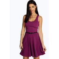 scoop neck skater dress purple