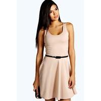 scoop neck skater dress stone