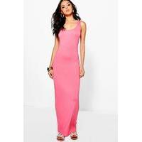 Scoop Neck Maxi Dress - coral