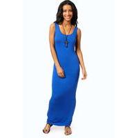 Scoop Neck Maxi Dress - cobalt