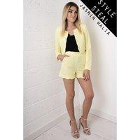 Scallop Tailored High-waisted Shorts in Yellow