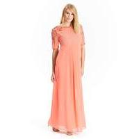 Scalloped Sleeve Sequin Maxi Dress