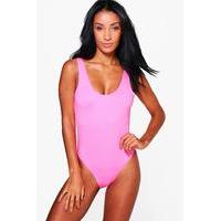 scoop back swimsuit pink