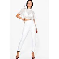 Scuba Turn Up Skinny Trousers - ivory