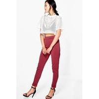 Scuba Turn Up Skinny Trousers - plum