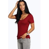 Scoop Neck Short Sleeved Tee - berry