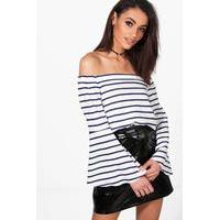 scuba stripe flare sleeve bardot multi