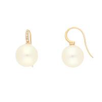 schoeffel 18ct rose gold pearl 005ct diamond drop earrings