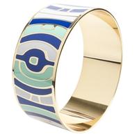 SDJ Gold Plated Blue White and Green Enamel Bangle BA01186(L)-888