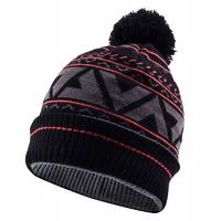 SealSkinz Waterproof Bobble Hat Black/Grey/Red