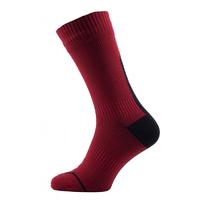 SealSkinz Thin Mid Socks with Hydrostop Red/Black