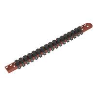 sealey ak1217 socket retaining rail with 17 clips 12sq drive