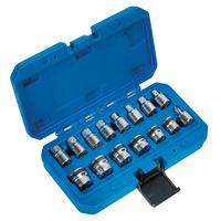 Sealey AK6588 Oil Drain Plug Socket & Key Set 15pc Magnetic 3/8\