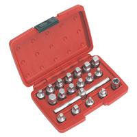 Sealey AK6586 Oil Drain Plug Key Set 19pc - 3/8in.sq Drive