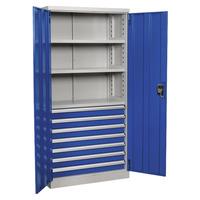 sealey apiccombo7 cabinet industrial 7 drawer 3 shelf 1800mm