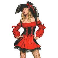 Sexy Female Pirate Girl Cosplay Party Costume Pirate Festival/Holiday Halloween Costumes Red Patchwork Dress Hat Halloween Carnival New Year Female
