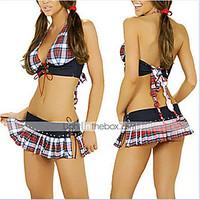 Sexy Women\'s Plaid Halter Costume(2 Pieces)