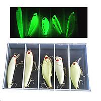 set of 5pcs noctilucent fishing bait minnow vib crank popper pencil ha ...