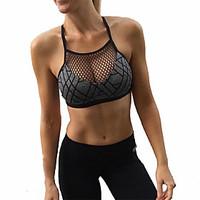 Sexy Sports Bra Gym Fitness Padded Grid Mesh Short Sport Bra Women Gray Yoga Bra Sports Vest For Running Sujetador Deportivo