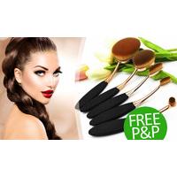 Set of Five Professional Oval Make-Up Brushes