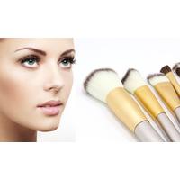 set of 12 make up brushes with bag in champagne