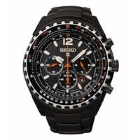 Seiko Men\'s Prospex Sky Solar Chronograph 100M Stainless Steel Watch SSC263P1 - Black and Orange