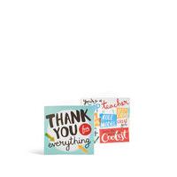 Set of 6 Typographic Thank You Teacher Card