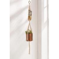 Serena Ombre Macrame Double Hanging Planter, NEUTRAL