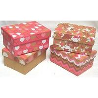 Set Of 4 Small Pink & Kraft Brown Female Baby Gift Boxes With Lid 8.5 x 11.5cm