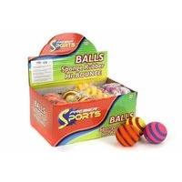 Set Of 4 Striped Solid Rubber 63mm Bouncy Ball