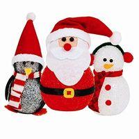 set of 3 santa snowman penguin christmas tree decorations colour chang ...