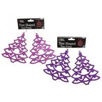 Set Of 2 Tree Shaped Tree Trim Decorations Assorted Colours
