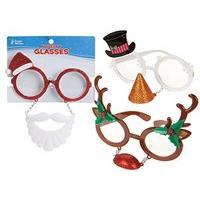 set of 3 novelty christmas glasses glitter reindeer santa snowman