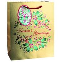 Seasons greetings holly and berry gift bag