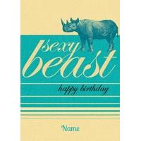 Sexy Beast Rhino - Vintage Birthday Card