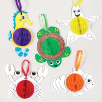 Sealife Colour-in Honeycomb Decorations (Pack of 5)