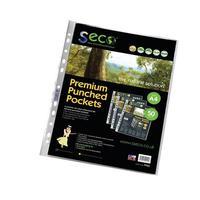 Seco Oxo-biodegradable (A4) Polypropylene Punched Pockets Clear Multipunched Pack of 50